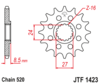 Front chain sprocket JTF1423,16 teeth - 520 chain conversion