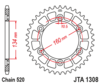 Duralumin rear chain sprocket JTA1308,44 teeth - 520 chain conversion - black
